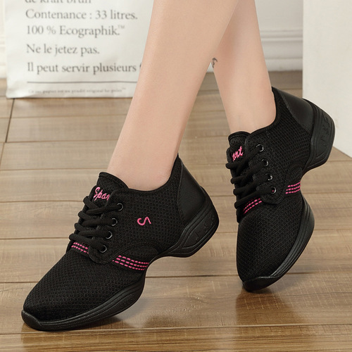 One-piece contemporary dance shoes for women, square dance shoes, mesh spring and summer dance shoes, soft-soled adult sports shoes for women