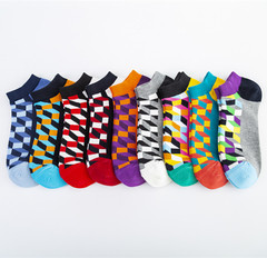Spring and summer new men's socks trendy 9-color quadrilateral series men's European and American version boat socks men's socks casual socks wholesale