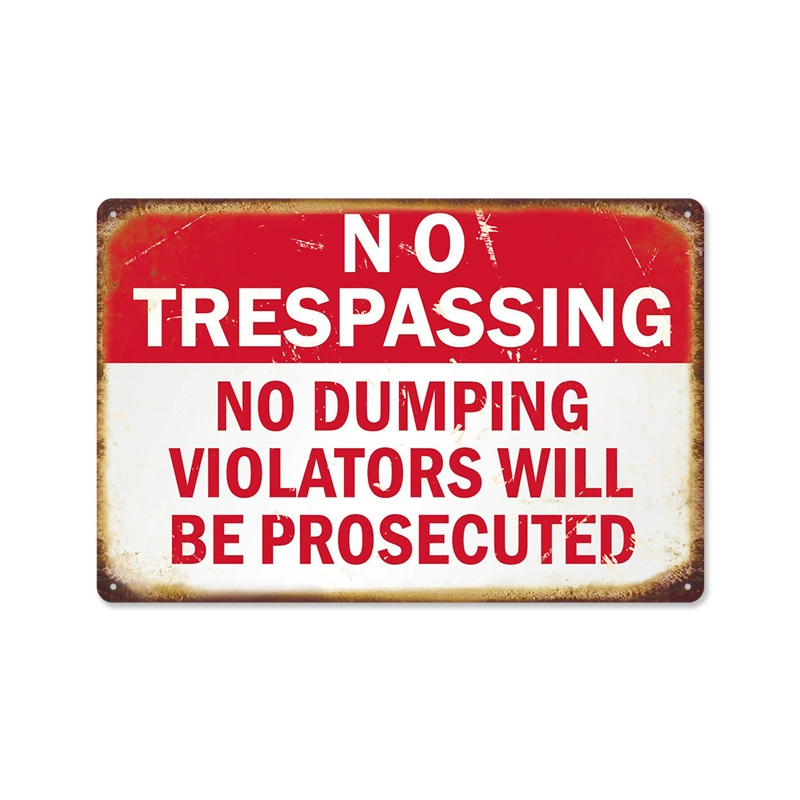 Ретро Баннер No Trespassing, глухая металлическая стена без рамы, 20×30 см в винтажном стиле