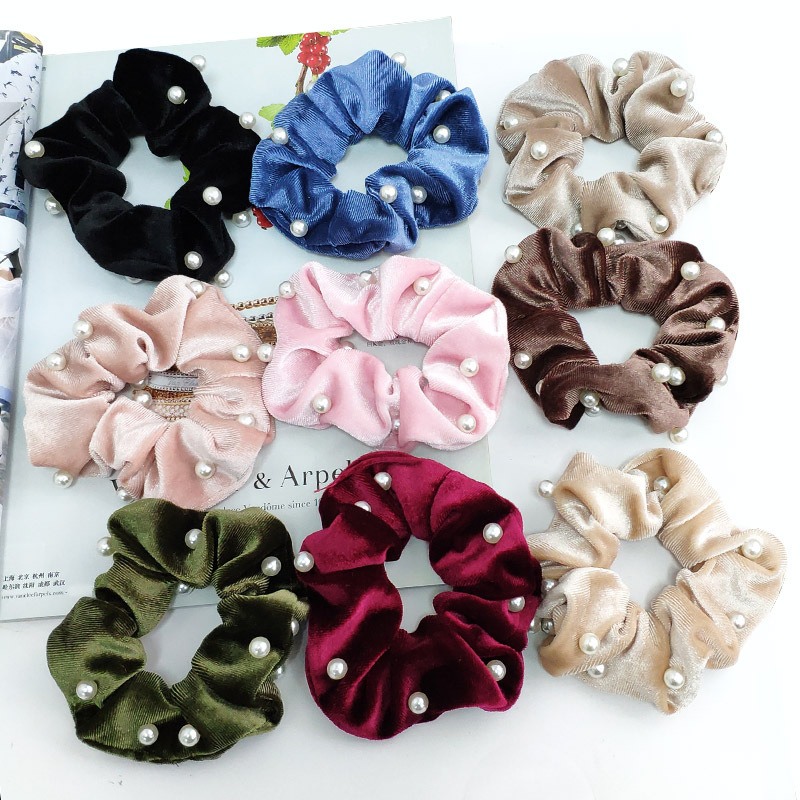 Pearl Velvet Fashion Hair Scrunchies display picture 1