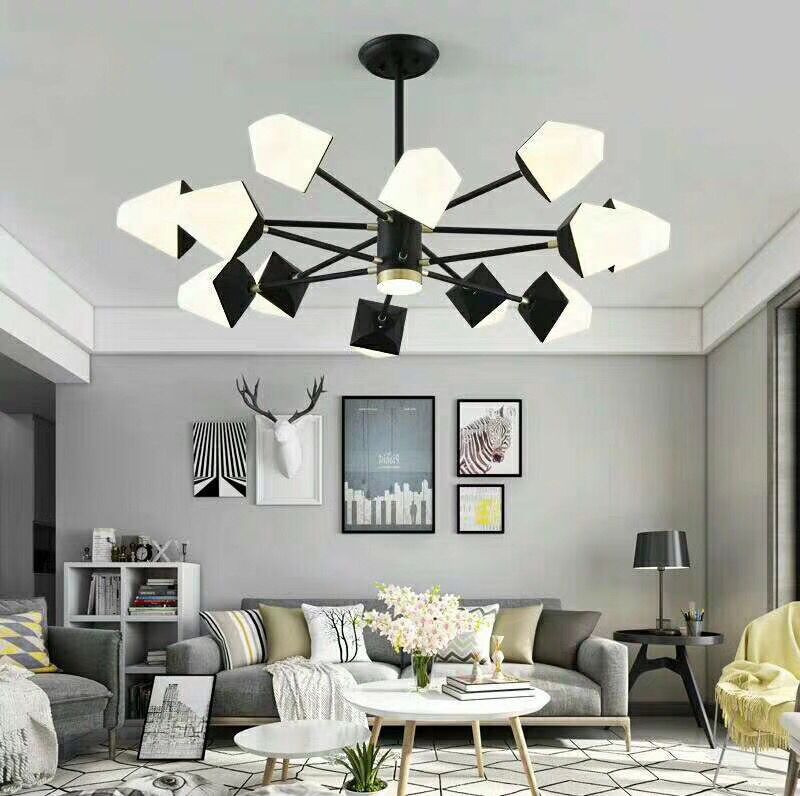 北欧创意客厅卧室餐厅吊灯后现代棉新款冰山LED亚克力三色变光灯|ms