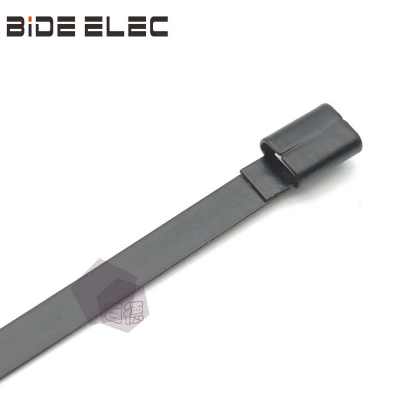 BIDE牌201、304材质PSBL7mm宽 喷塑单勾白钢不锈钢阶梯自锁式扎带