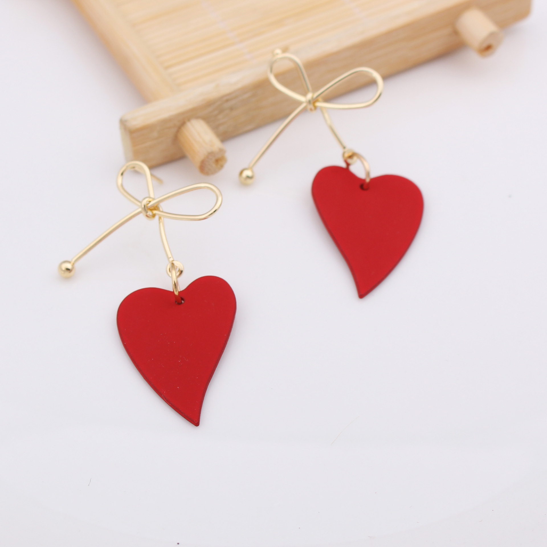 Holiday Occasion 1 Pair Fashion Heart Shape Bow Knot Alloy Plating Women's Drop Earrings