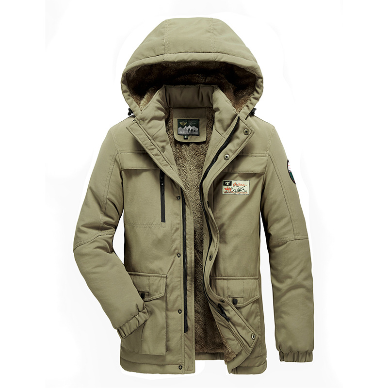 Chaqueta acolchada de algodón para hombres chaqueta acolchada de algodón casual de longitud media chaqueta acolchada de algodón con Capucha forrada de lana para hombres chaqueta acolchada de algodón para hombres cálida chaqueta acolchada de algodón para hombres