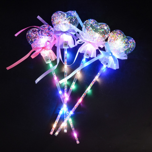 Luminous Magic Wand Rainbow Flash Fairy Wand Five-Pointed Star Pop Ball Love Starry Sky Ball Children's Toy Wholesale
