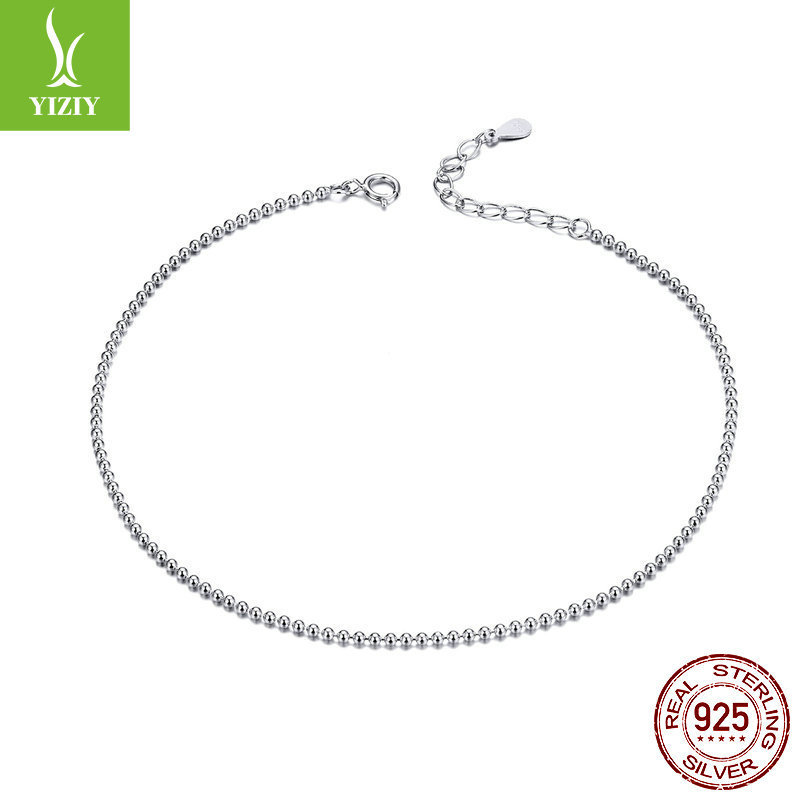 Yinziyun New Simple Style S925 Sterling Silver Anklet Korean Style Fashionable White Golden Plated Women's Foot Jewelry Sct002 Yinziyun New Simple Style S925 Sterling Silver Anklet Korean Style Fashionable White Golden Plated Women's Foot Jewelry Sct002