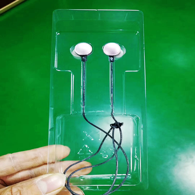 PVC透明白色黑色植绒厂家免费设计做版耳机塑料吸塑内托包装盒