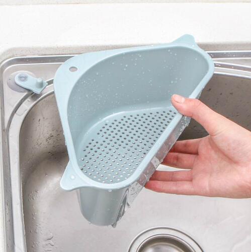 Kitchen vegetable rack household sink drain rack triangle storage rack hanging rack punch-free drain basket