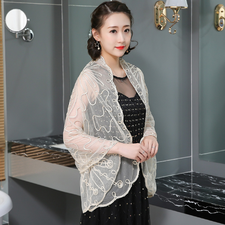 外貿訂單亞馬遜 開衫蕾絲繡花大碼女裝大披肩