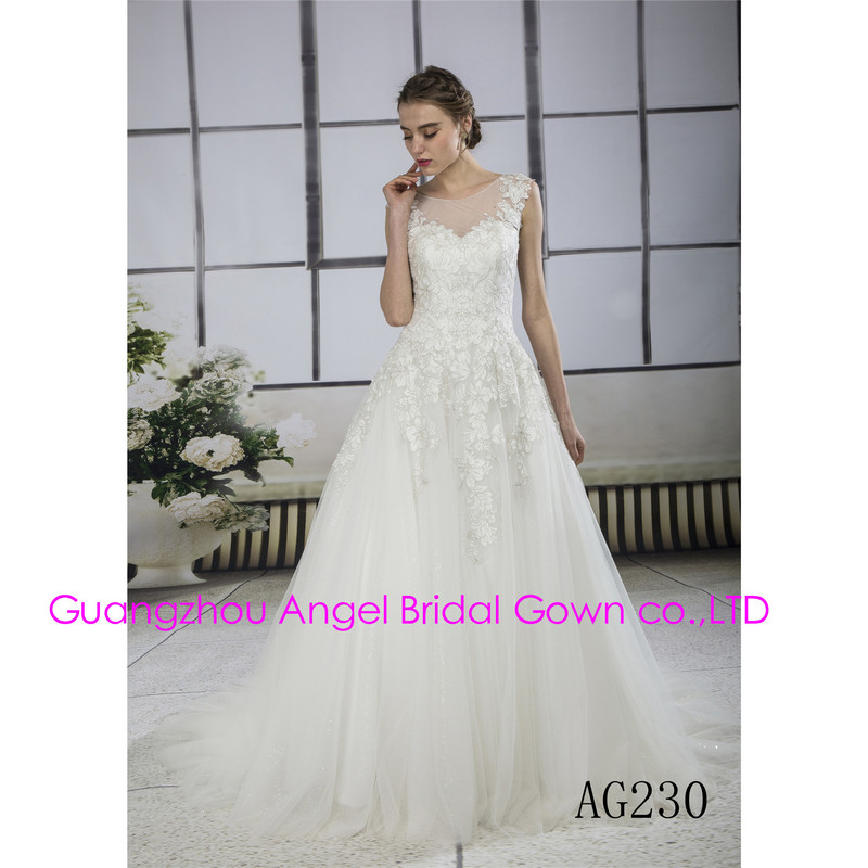 Silver Lace Light Luxury Small Trailing Church Wedding Dress Guangzhou Europe and America Export OEM