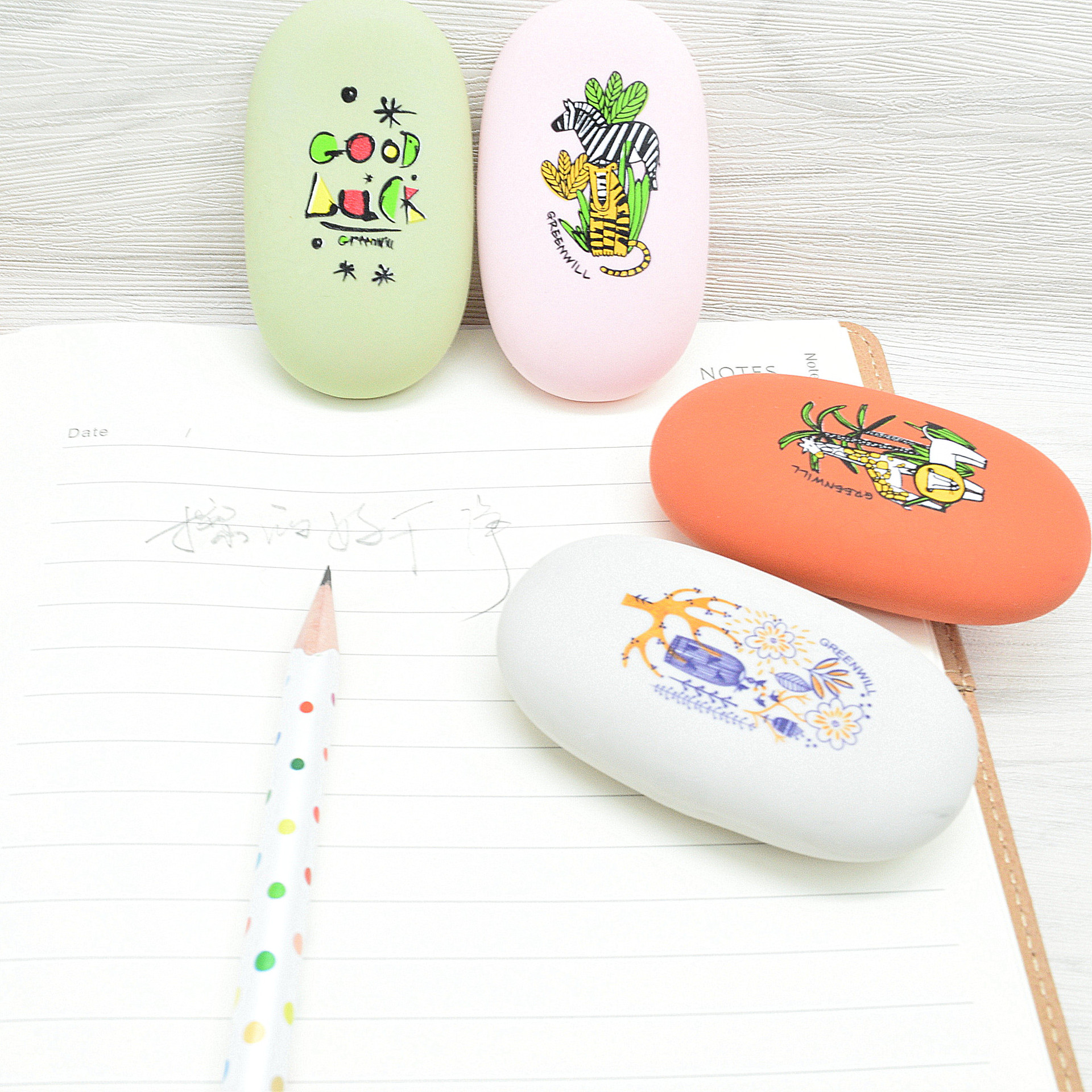 Borradores creativos de piedras de cauce en forma de borradores al por mayor procesamiento personalizado papelería para estudiantes de primaria