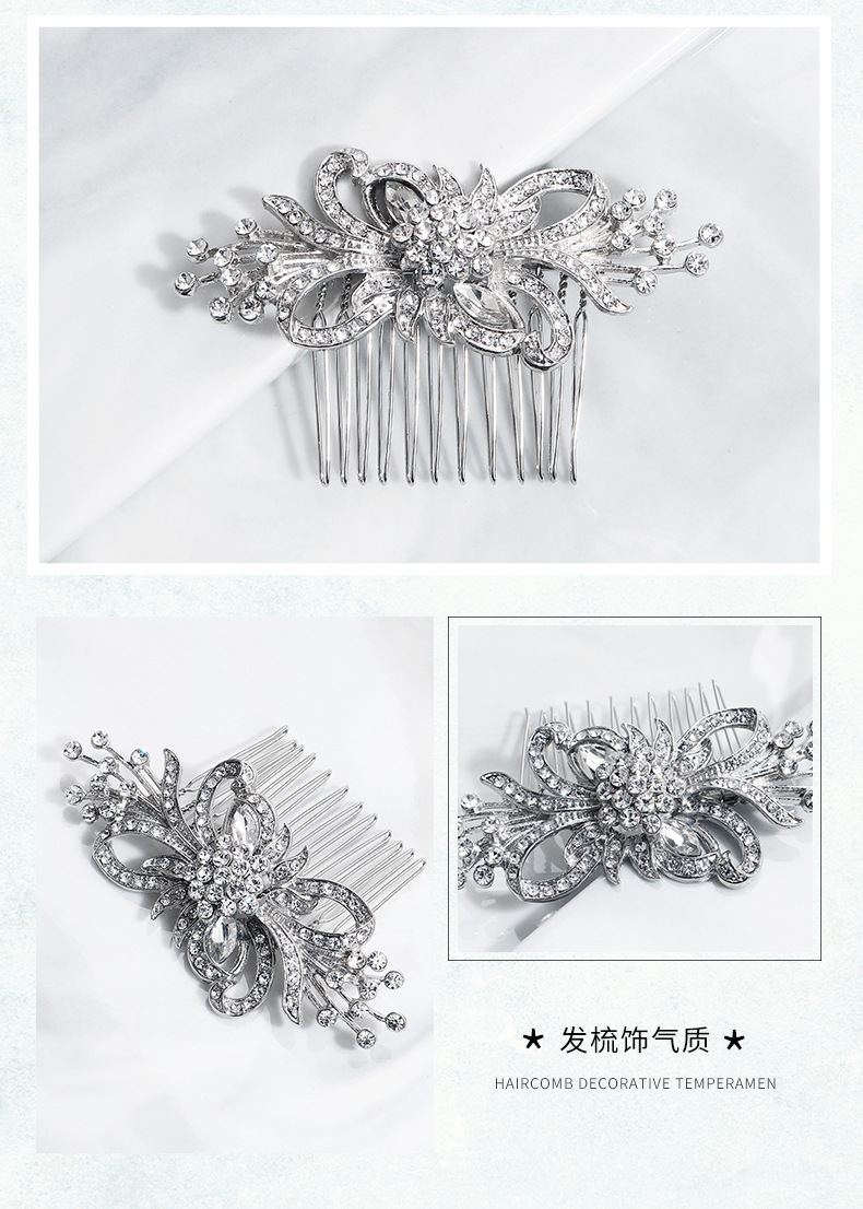 Fashion Ethnic Exotic Retro Alloy Flower Diamond Hair Comb display picture 4
