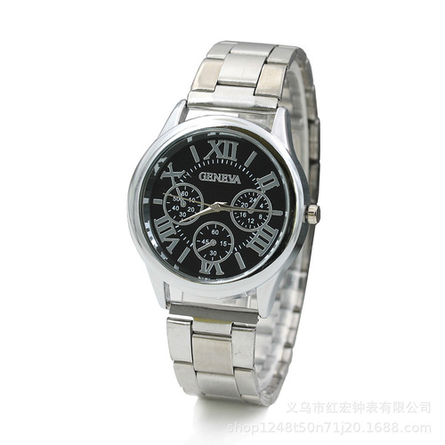 New Fashion Gift Steel Band Watch Women's Geneva Three Eyes Watch Men's Quartz Watch Wholesale