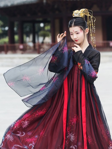 Chinese ming qing hanfu female adult ancient heavy industry embroidery Xianqi student