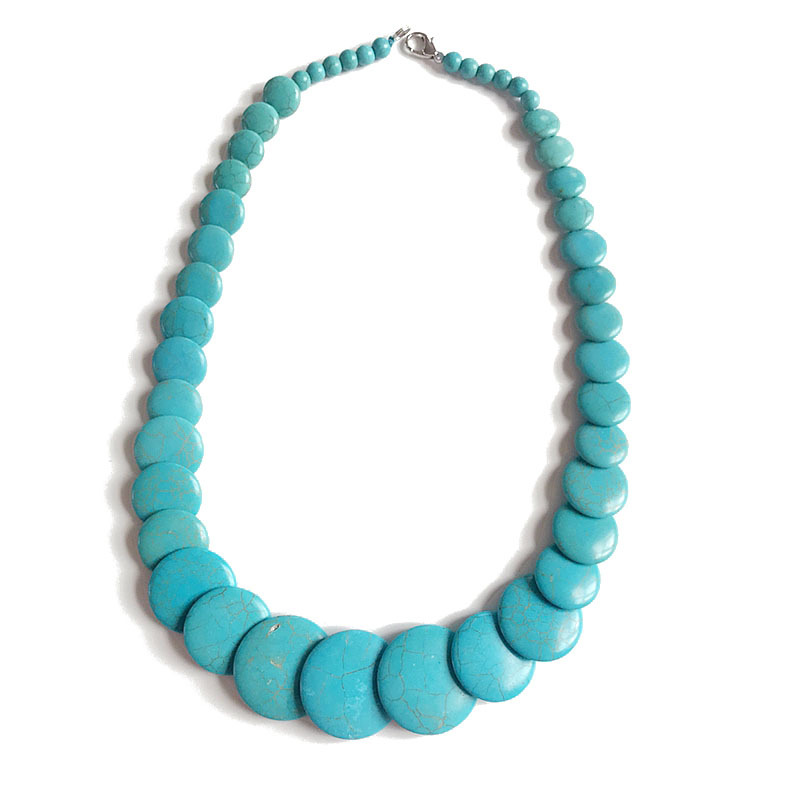 Turquoise Stone Necklace Oval Stone Necklace Short Necklace Cool Necklace display picture 2