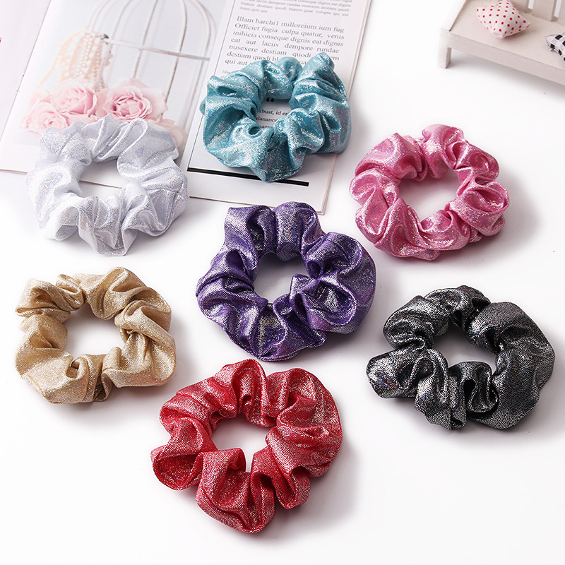 New Fashion Metal Bright Color Radium Bronzing Double Color Cheap Scrunchies Wholesale display picture 28