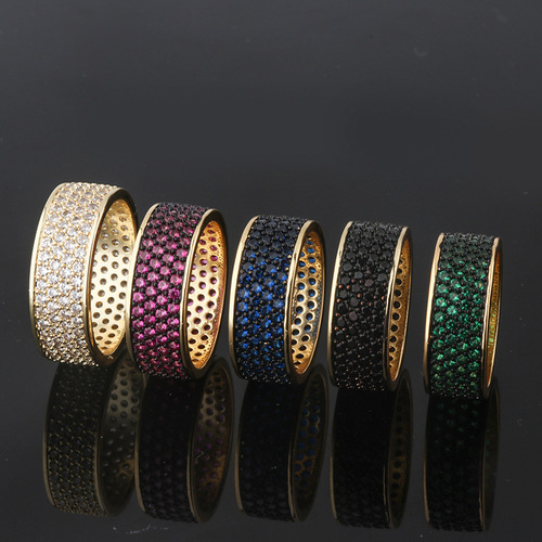 Cross-border best-selling rings for women, new European and American style, micro-inlaid with full diamonds, cubic zirconia rings, personalized colorful cubic zirconia rings, wholesale