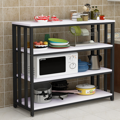 家用厨房置物架落地式多层实木收纳架省空间电器微波炉调味料架子|ms