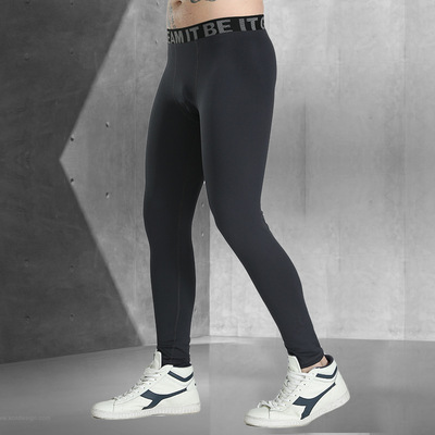 秋冬新款男士加绒紧身裤运动保暖打底裤跑步训练健身裤现货批发