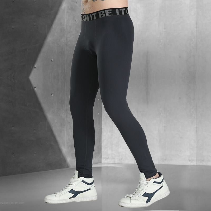 秋冬新款男士加绒紧身裤运动保暖打底裤跑步训练健身裤现货批发