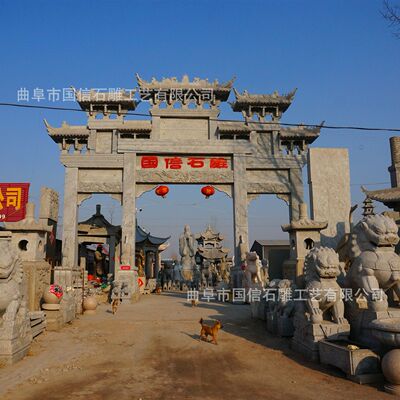 國信石雕生産廠家直銷 牌坊 農村 村口 大牌坊 樓牌 石門
