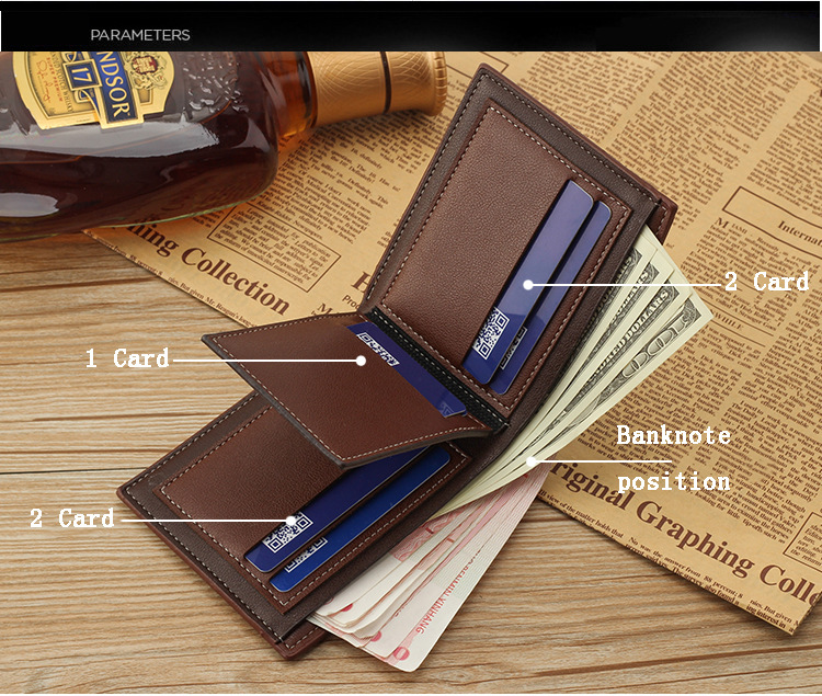 105g Weight Polyester Lining Material Open Closure Type Business, Travel Occasion Pu Leather Material Solid Color Pattern All Seasons Season Men'S Gender Basic Style Square Shape Blue Color New Men's Wallet Korean-style Short Wallet Glossy Wallet Fashion Loose-leaf Soft Leather Beauty Wallet Factory Wholesale 18