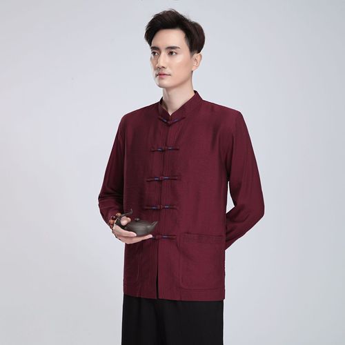 Tang Suit Chinese style linen Tang Men's long sleeve shirt cover