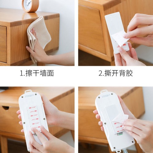 Strong Self-Adhesive Power Strip Mount Wall Anchor, No-Hole Power Strip Socket Holder, Wall Mount Power Strip Fastener