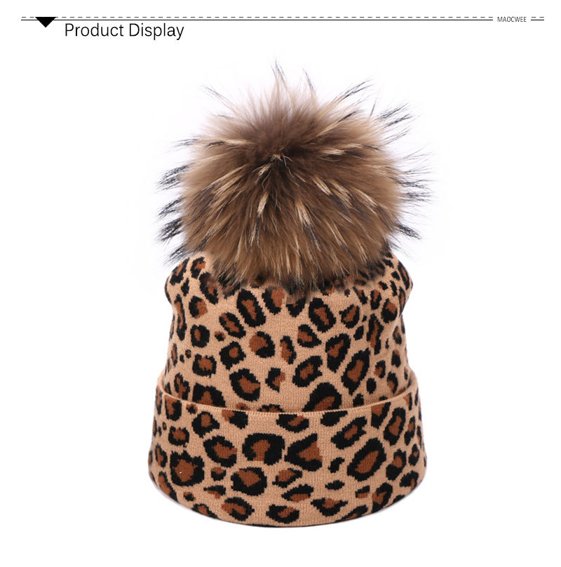 Mujeres Ropa De Calle Leopardo Perla Sin Alero Gorro De Lana display picture 7