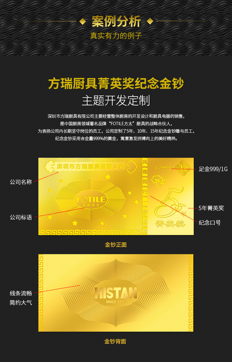 企业员工福利礼品5/10/15/20周年表彰年会纪念金钞定制金银钞定做