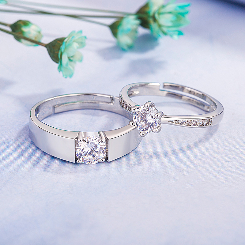 Korean Version Of The New Simulation Diamond Copper Couple Ring display picture 4