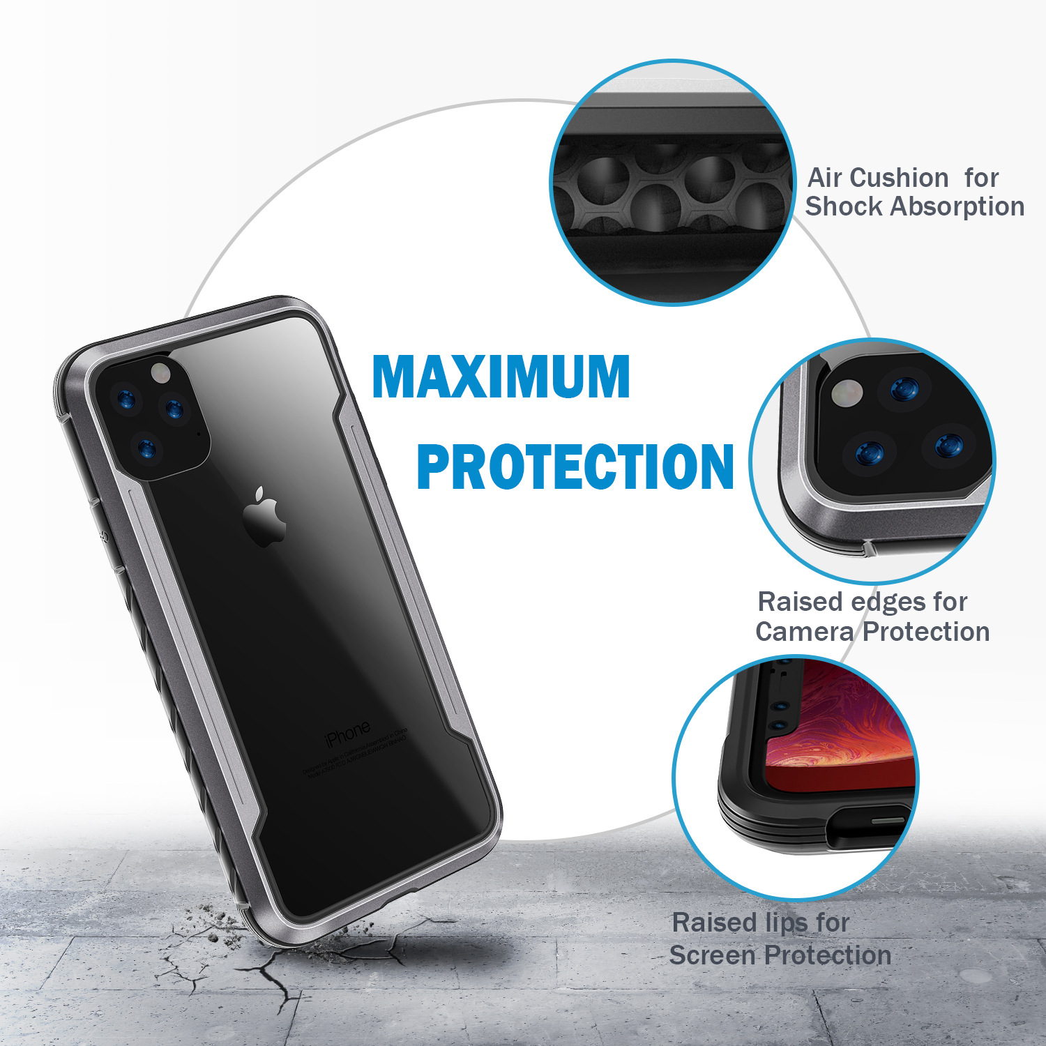 适用iPhone11手机壳 苹果11 pro max保护套透明PC防摔手机壳