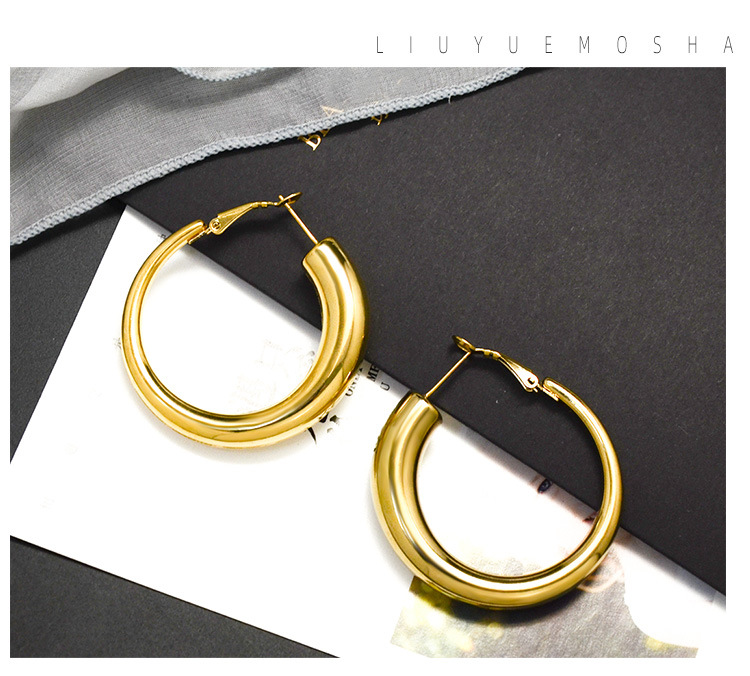 Fashion Hollow Circle Titanium Steel Earrings display picture 3