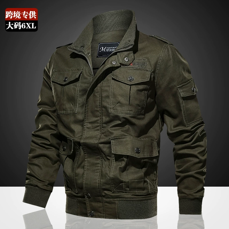Новинка осени Amazon, хлопковая куртка с Выстиранным воротником, мужская повседневная мужская куртка Air Force One с несколькими карманами