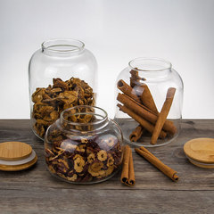 新款弧面竹蓋茶葉罐 大容量儲物罐 高硼硅透明玻璃罐密封罐