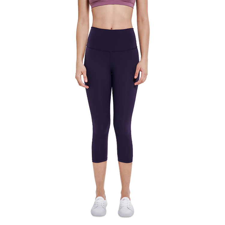 Pantalon de Yoga Double face, simple mouture, couleur chair, Capris, sport, course à pied, Fitness, collants élastiques à séchage rapide, nouvelle collection 2022_voghion.com