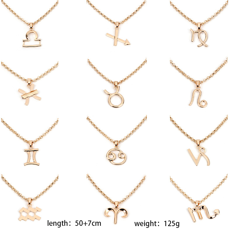 11g Weight Necklace Classification Women'S Gender White, Gold, Silver Color Hot-selling Twelve Constellation Necklaces Wholesale 无