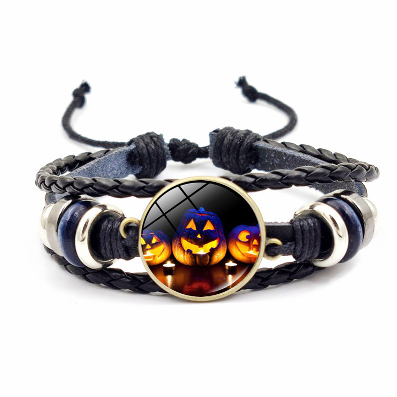 Halloween Demon Pumpkin Beaded Bracelet Retro Woven Accessory_voghion.com