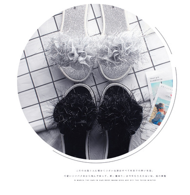 2019 summer slipper All-match fashion Maomaohua Flat bottom Word tow Korean Edition leisure time non-slip slipper