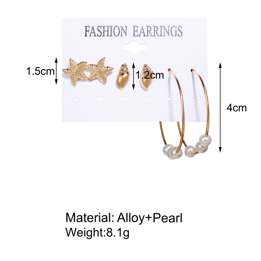 New Creative Retro Golden Silver Shell Scallop Earring Set Wholesale Nihaojewelry display picture 18