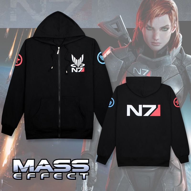 Quality Effect N7 Game Peripheral Sweatshirt Autumn and Winter Fleece Zipper Hoodie Thickeneded Long-Sleeved Jacket Clothes for Men and Women