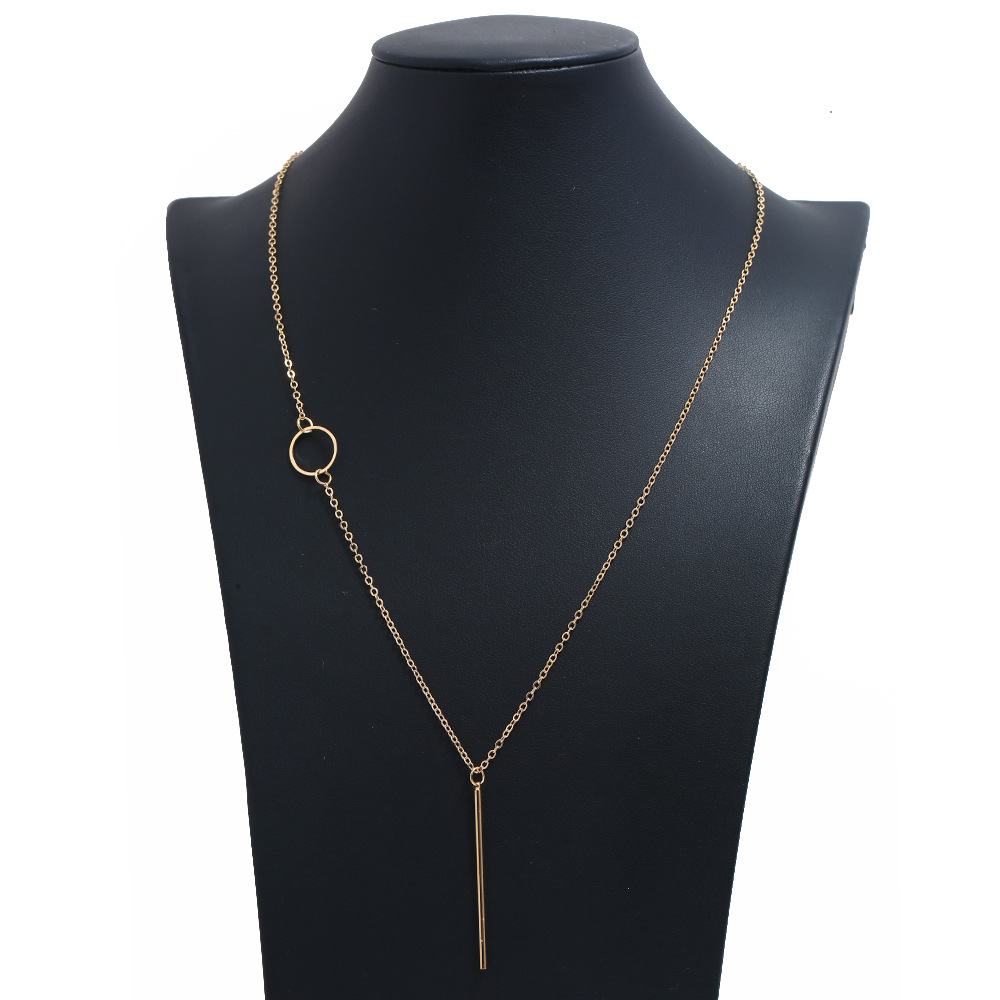 fashion metal geometric Y-shaped pendant long necklace