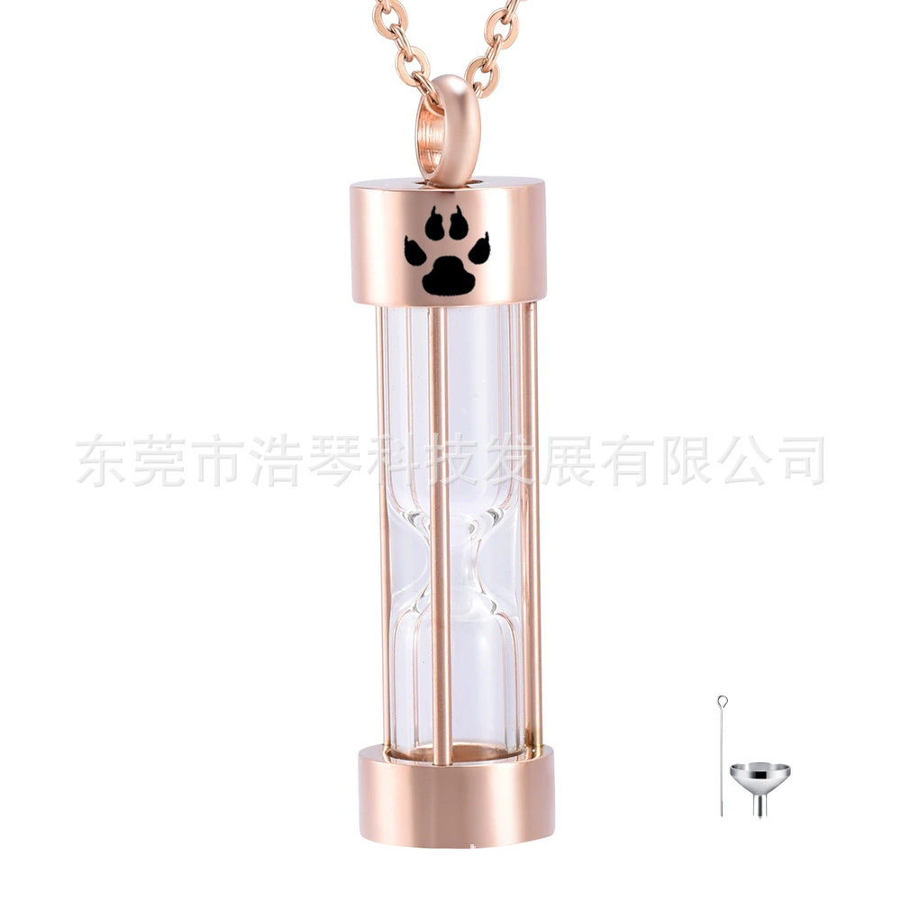 Европейские и американские ювелирные изделия памятные родственники домашнее животное урна ожерелье розовое золото Стекло песочные часы кулон флакон духов аксессуары