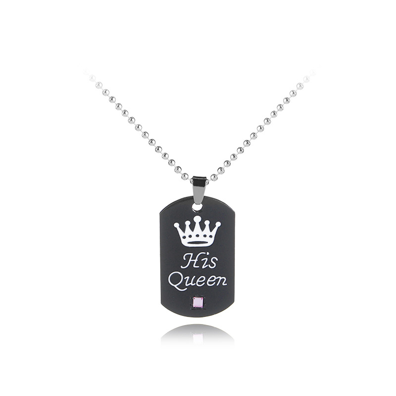 Hot Sale New Fashion Couple Crown Lettering Necklace Keychain Wholesale display picture 5