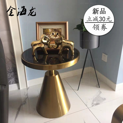 簡約現代客廳沙發輕奢大理石邊幾不鏽鋼網紅角幾陽台小茶幾小圓桌