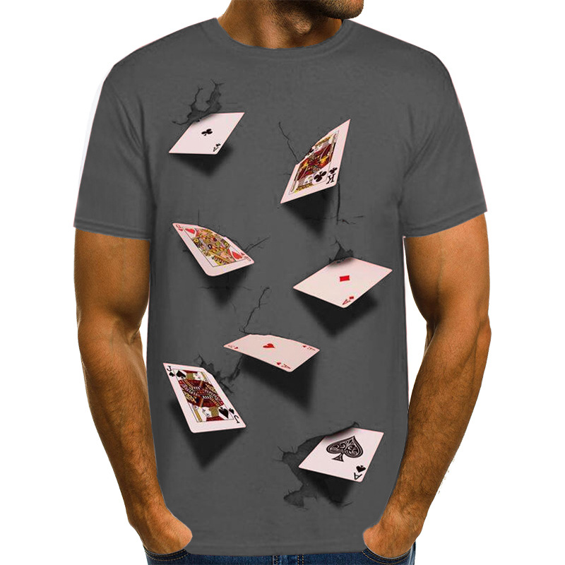 Plus Size 3D Poker T Shirt Playing Cards Clothes Shirts Las Vegas