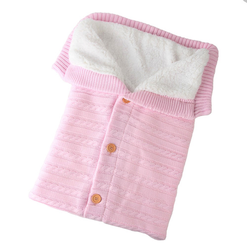 亚马逊婴儿加绒睡袋 毛线针织宝宝 婴儿推车纽扣睡袋批发