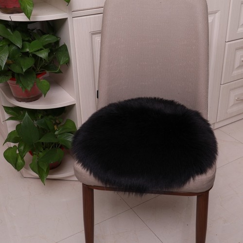 Ins Round Wool-like Cushion, Plush Rug, Long Fur Cushion for Sofa Chairs, Cute Girl Cushion