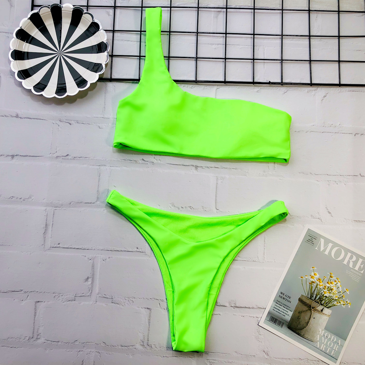  one-shoulder bikini ladies swimsuit fluorescent color bikini NSDA1188