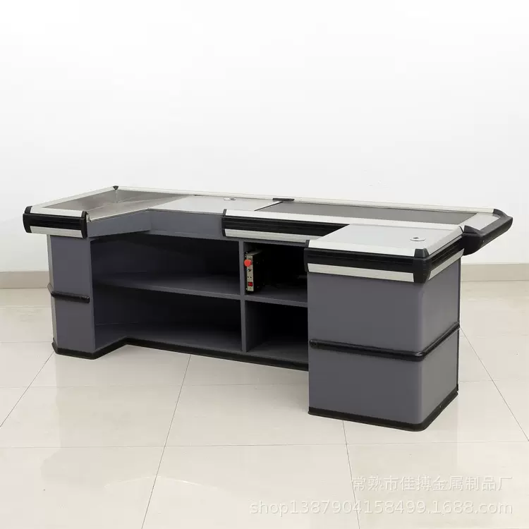 超市不锈钢收银台 豪华电动收银台 全自动便利店结账台 收款桌